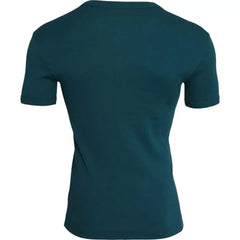 Dolce & Gabbana Blue Green Cotton Round Neck Short Sleeves T-shirt - IT48 | M - T-Shirts