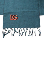 Dolce & Gabbana Blue Green Wool Fringes Wrap Shawl Scarf - Scarves & Shawls