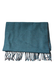 Dolce & Gabbana Blue Green Wool Fringes Wrap Shawl Scarf - Scarves & Shawls