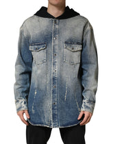 Dolce & Gabbana Blue Hooded Cotton Buttoned Denim Jacket - IT39 | S - Trucker Jackets