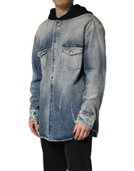 Dolce & Gabbana Blue Hooded Cotton Buttoned Denim Jacket - IT39 | S - Trucker Jackets