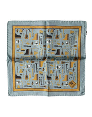 Dolce & Gabbana Blue Jazz Club Square Handkerchief Scarf - Scarves & Shawls