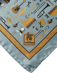 Dolce & Gabbana Blue Jazz Club Square Handkerchief Scarf - Scarves & Shawls