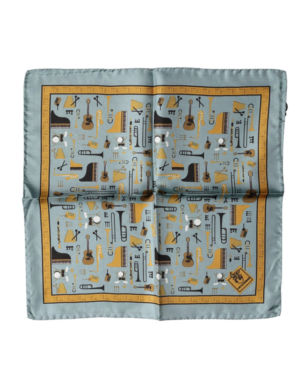 Dolce & Gabbana Blue Jazz Club Square Handkerchief Scarf - Scarves & Shawls