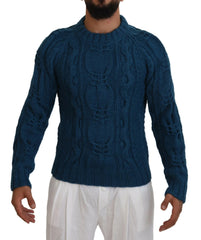 Dolce & Gabbana Blue Knitted Wool Alpaca Pullover Sweater - Sweaters