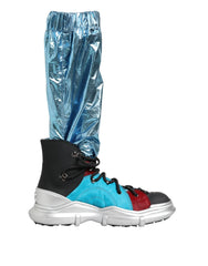 Dolce & Gabbana Blue Lace Up Over The Knee Socks Men Boots Shoes - Boots