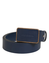 Dolce & Gabbana Blue Leather Classic Metal Logo Buckle Belt - 115 cm / 46 Inches - Belts