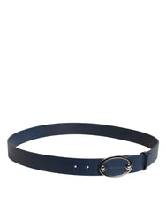 Dolce & Gabbana Blue Leather Classic Metal Logo Buckle Belt - Belts