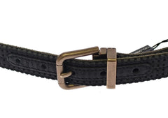 Dolce & Gabbana Blue Leather Logo Belt - 95 cm / 38 Inches - Belts