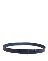 Dolce & Gabbana Blue Leather Logo Metal Buckle Men Belt - 115 cm / 46 Inches