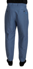 Dolce & Gabbana Blue Linen Chino Formal Pants - Chinos