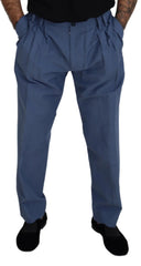 Dolce & Gabbana Blue Linen Chino Men Formal Pants - Chinos