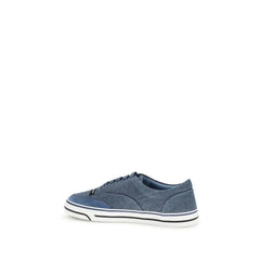Dolce & Gabbana blå lin sneakers med lavt skaft