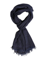 Dolce & Gabbana Blue Linen Neck Wrap Men Shawl Fringe Scarf