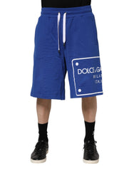 Dolce & Gabbana Blue Logo Cotton Bermuda Sweatshorts Shorts - IT48 | M - Bermudas