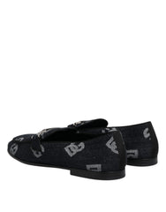 Dolce & Gabbana Blue Logo Cotton Loafers Formal Dress Shoes