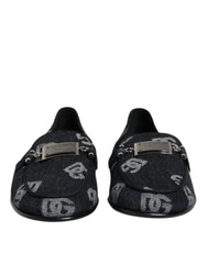 Dolce & Gabbana Blue Logo Cotton Loafers Formal Dress Shoes - Flats