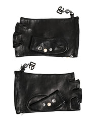 Dolce & Gabbana Blue Logo Fingerless Wrist Length Mitten Gloves - 7|S