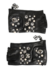 Dolce & Gabbana Blue Logo Fingerless Wrist Length Mitten Gloves - 7|S