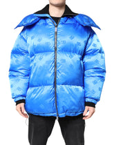 Dolce & Gabbana Blue Logo Full Zip Hooded Quilted Jacket - IT46 | S - Puffer Jackets