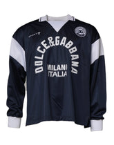 Dolce & Gabbana Blue Logo Jersey Collared Pullover Sweater - IT48 | M - Sweaters