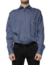 Dolce & Gabbana Blue Logo Long Sleeve Button Down Casual Shirt - IT39 | S - Shirts