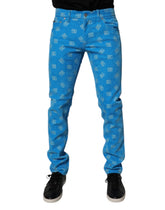 Dolce & Gabbana Blue Logo Monogram Cotton Skinny Denim Jeans - IT48 | M - Jeans