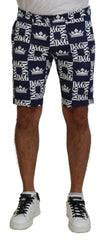 Dolce & Gabbana Blue Logo Print Cotton Chinos Shorts - Chino Shorts