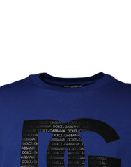 Dolce & Gabbana Blue Logo Print Cotton Men Crew Neck T-shirt - IT50 | L - T-Shirts
