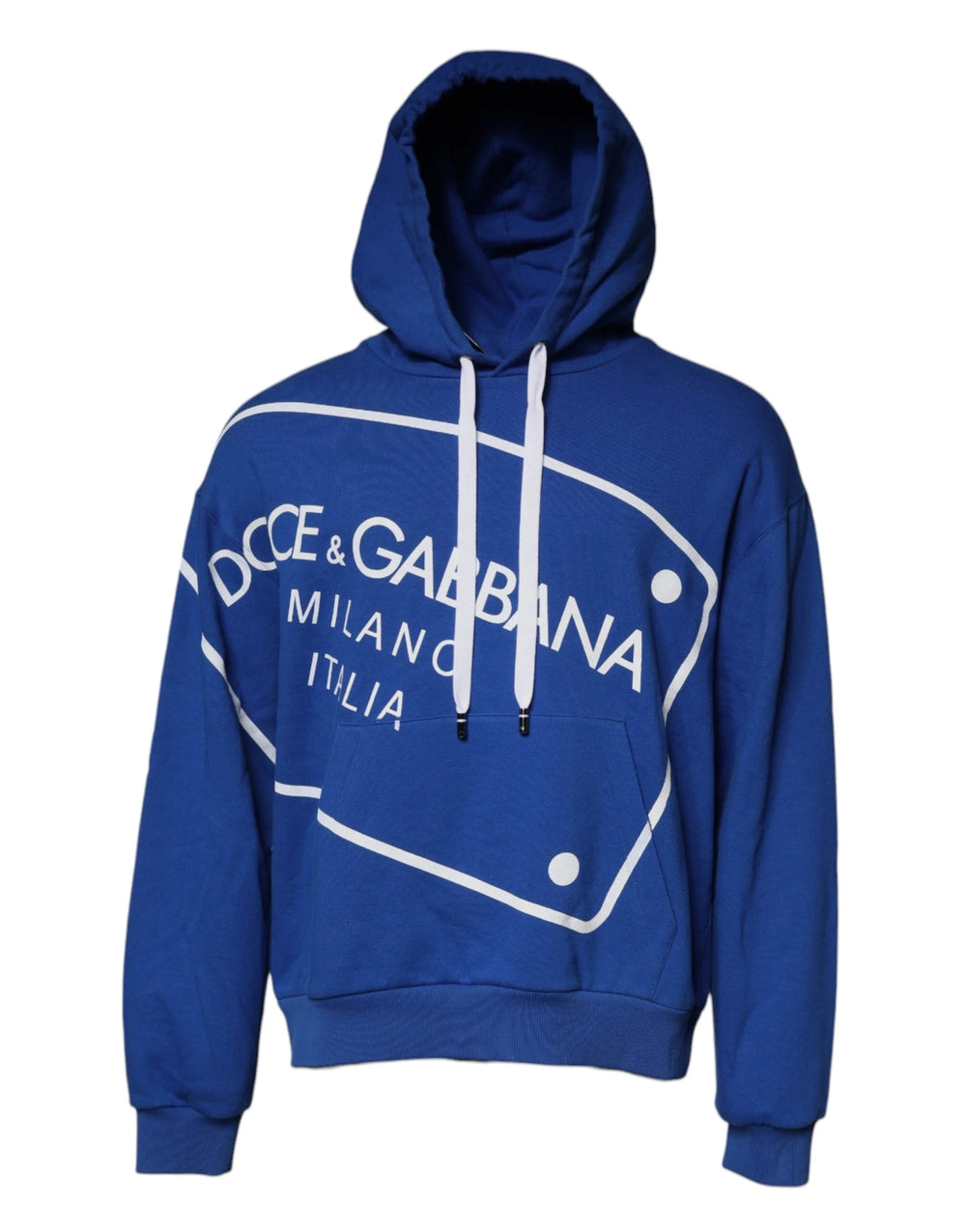 Dolce & Gabbana Blue Logo Print Hooded Sweatshirt Sweater - IT52 | XL - Hoodies