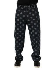 Dolce & Gabbana Blue Logo Print Straight Denim Men Jeans - IT48 | M - Jeans