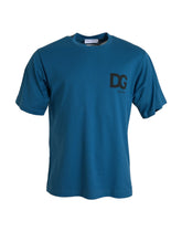 Dolce & Gabbana Blue Logo Round Neck Short Sleeves T-shirt - IT56 | XXL