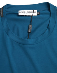 Dolce & Gabbana Blue Logo Round Neck Short Sleeves T-shirt - IT56 | XXL