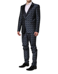 Dolce & Gabbana Blue MARTINI Star Jacquard 3 Piece Suit - IT52 | XL - Tuxedos