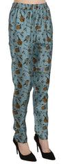 Dolce & Gabbana Blue Musical Instruments Print Tapered Pants - Trousers