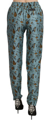Dolce & Gabbana Blue Musical Instruments Print Tapered Pants - Trousers