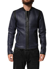 Dolce & Gabbana Blue Nylon Full Zip Bomber Men Jacket - IT46 | S