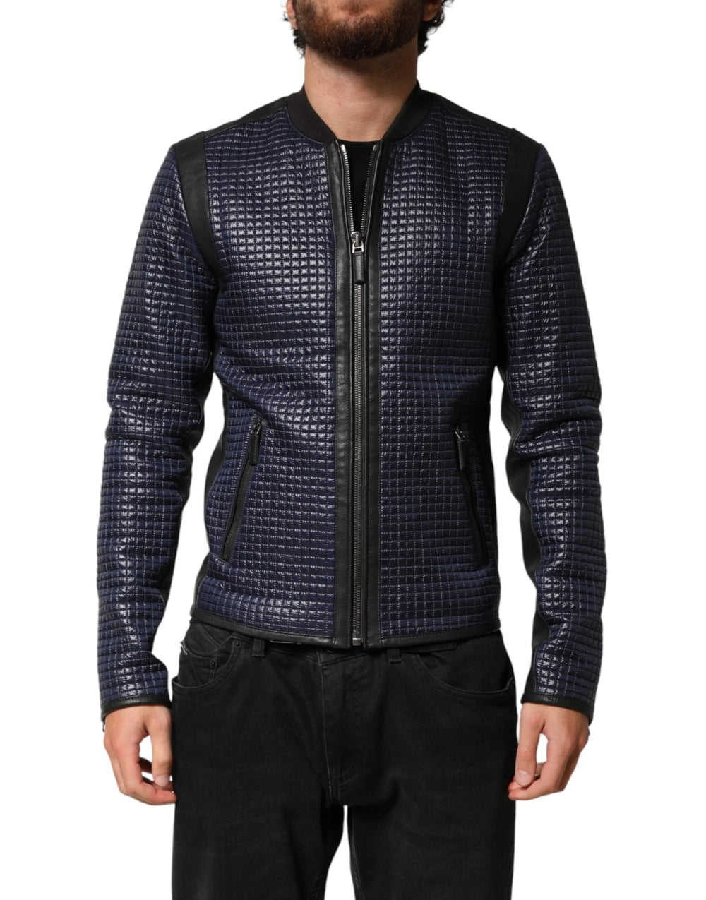 Dolce & Gabbana Blue Nylon Full Zip Bomber Men Jacket - IT46 | S