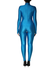 Dolce & Gabbana Blue Nylon Turtleneck Bodycon Jumpsuit Dress - IT40|S - One-Pieces