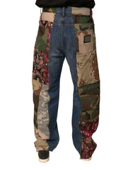 Dolce & Gabbana Blue Patchwork Cotton Straight Denim Jeans - IT44 | XS - Jeans