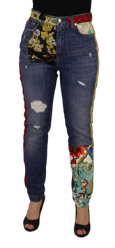 Dolce & Gabbana Blue Patchwork High Waist Denim Jeans - Jeans