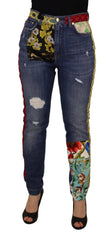 Dolce & Gabbana Blue Patchwork High Waist Denim Jeans - Jeans