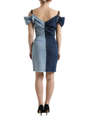 Dolce & Gabbana Blue Patchwork Two Tone Denim Mini Dress - Dresses