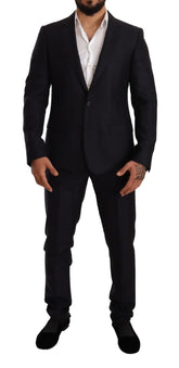 Dolce & Gabbana Blue Pattern MARTINI SLIM FIT 2 Piece Suit - Pant Suits