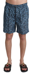 Dolce & Gabbana Blue Patterned Print Beachwear Shorts Swimwear - IT4 | S - Swim Boxers