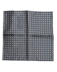 Dolce & Gabbana Blue Patterned Silk Square Handkerchief Scarf
