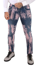 Dolce & Gabbana Blue Pink Tie Dye Cotton Skinny Denim Jeans - IT48 | M - Jeans