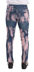 Dolce & Gabbana Blue Pink Tie Dye Cotton Skinny Denim Jeans - IT48 | M - Jeans