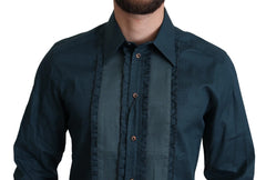 Dolce & Gabbana Blue Placket Cotton Dress Formal Shirt - IT42 | XL - Shirts