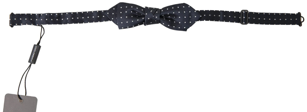 Dolce & Gabbana Blue Polka Dot Silk Adjustable Men Neck Papillon Bow Tie - Neckties